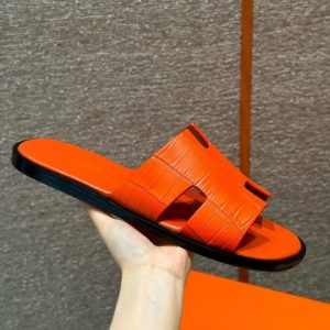 Hermes Izmir Sandal Men Matte Mississippiensis Alligator Orange - Image 9