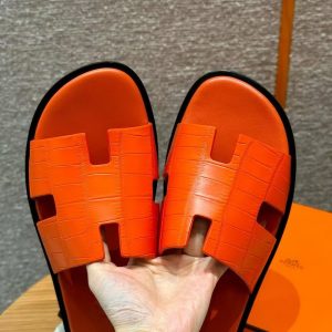 Hermes Izmir Sandal Men Matte Mississippiensis Alligator Orange - Image 8
