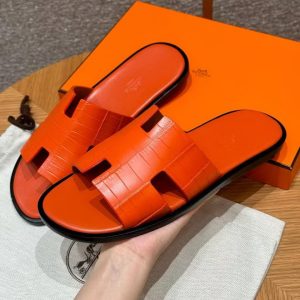 Alternative view of Hermes Izmir Sandal Men Matte Mississippiensis Alligator Orange