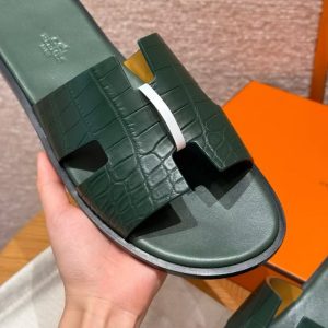 Hermes Izmir Sandal Men Matte Mississippiensis Alligator Vert Cypres - Image 9