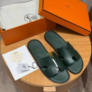 Hermes Izmir Sandal Men Matte Mississippiensis Alligator Vert Cypres - Image 8