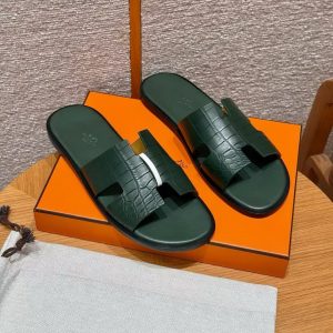 Hermes Izmir Sandal Men Matte Mississippiensis Alligator Vert Cypres - Image 6