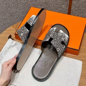Hermes Izmir Sandal Men Natura Lizard Himalaya - Image 13