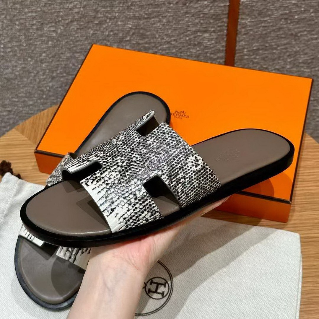 Hermes Izmir Sandal Men Natura Lizard Himalaya - Image 12