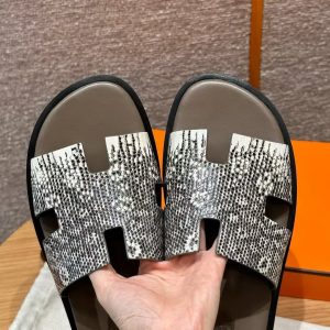 Hermes Izmir Sandal Men Natura Lizard Himalaya - Image 9