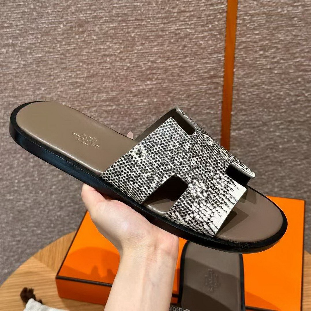 Hermes Izmir Sandal Men Natura Lizard Himalaya - Image 3