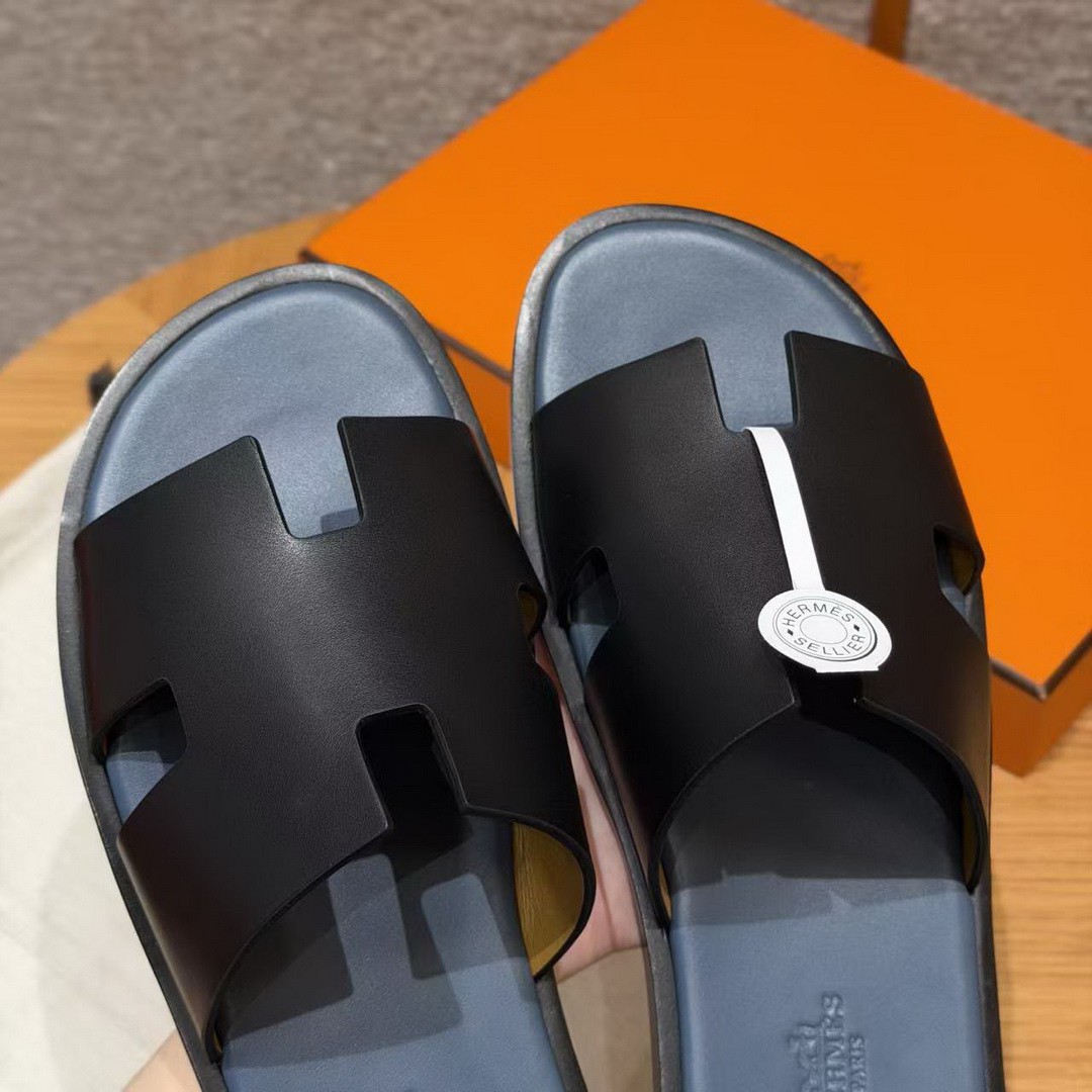 Hermes Izmir Sandal Men Swift Calfskin Black - Image 2