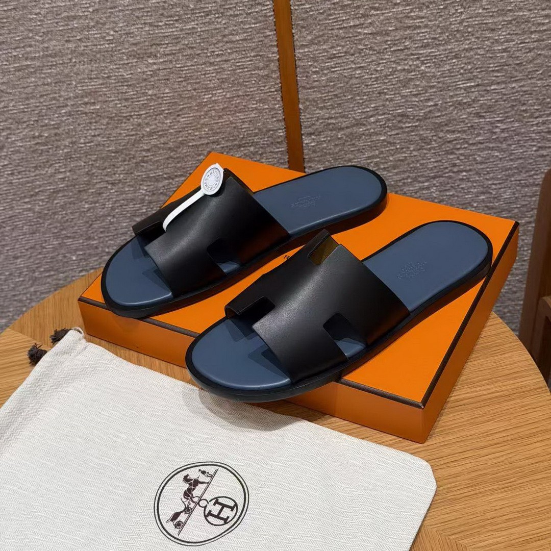 Hermes Izmir Sandal Men Swift Calfskin Black - Image 13