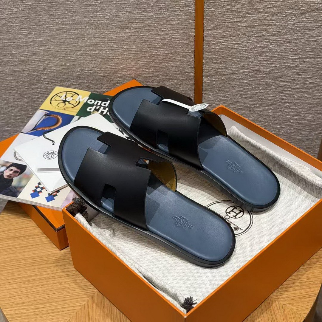 Hermes Izmir Sandal Men Swift Calfskin Black - Image 11