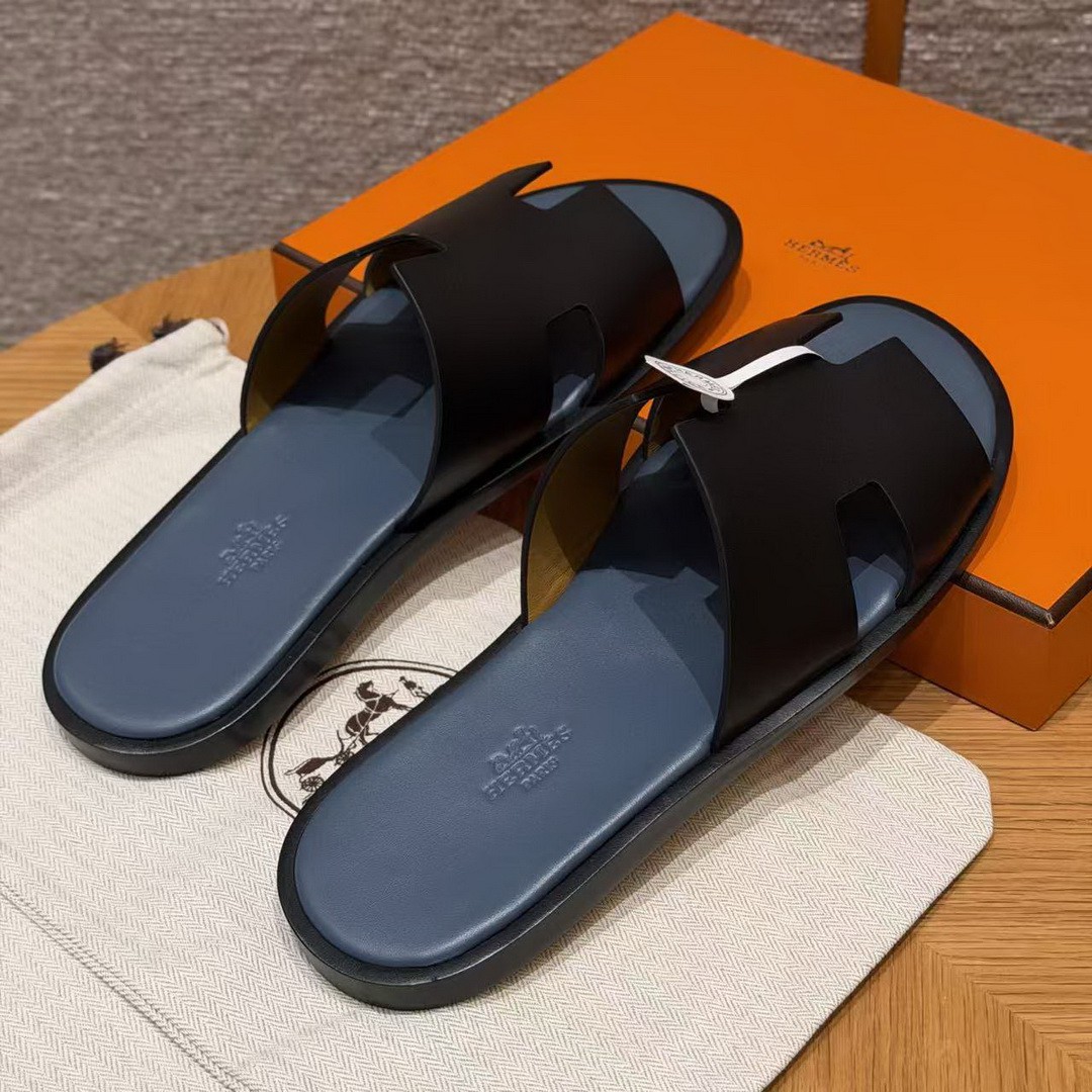 Hermes Izmir Sandal Men Swift Calfskin Black - Image 4
