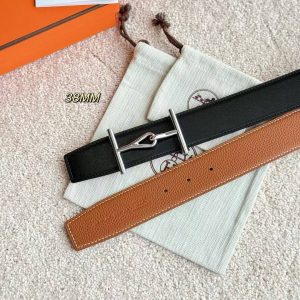 Hermes Jumbo Belt Buckle & Reversible Leather Strap 38 mm Box 135 and Togo Calfskin Palladium Buckle Silver Noir Gold - Image 3
