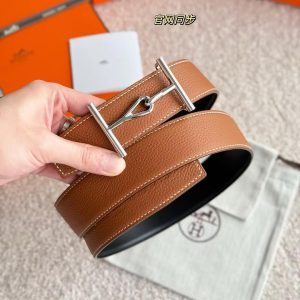 Hermes Jumbo Belt Buckle & Reversible Leather Strap 38 mm Box 135 and Togo Calfskin Palladium Buckle Silver Noir Gold - Image 5