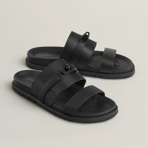 Hermes Jackson Sandal Men Techno-sandal Calfskin Noir H242951ZH01390