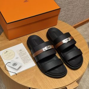 Alternative view of Hermes Jackson Sandal Men Techno-sandal Calfskin Noir Naturel