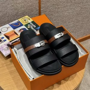 Hermes Jackson Sandal Men Techno-sandal Calfskin Noir Naturel - Image 11