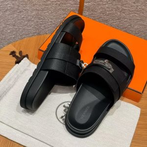 Hermes Jackson Sandal Men Techno-sandal Epsom Calfskin Noir H242949ZH03390 - Image 4