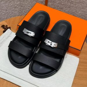 Hermes Jackson Sandal Men Techno-sandal Epsom Calfskin Noir H242949ZH03390 - Image 3