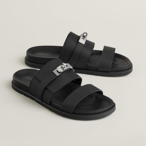 Hermes Jackson Sandal Men Techno-sandal Epsom Calfskin Noir H242949ZH03390