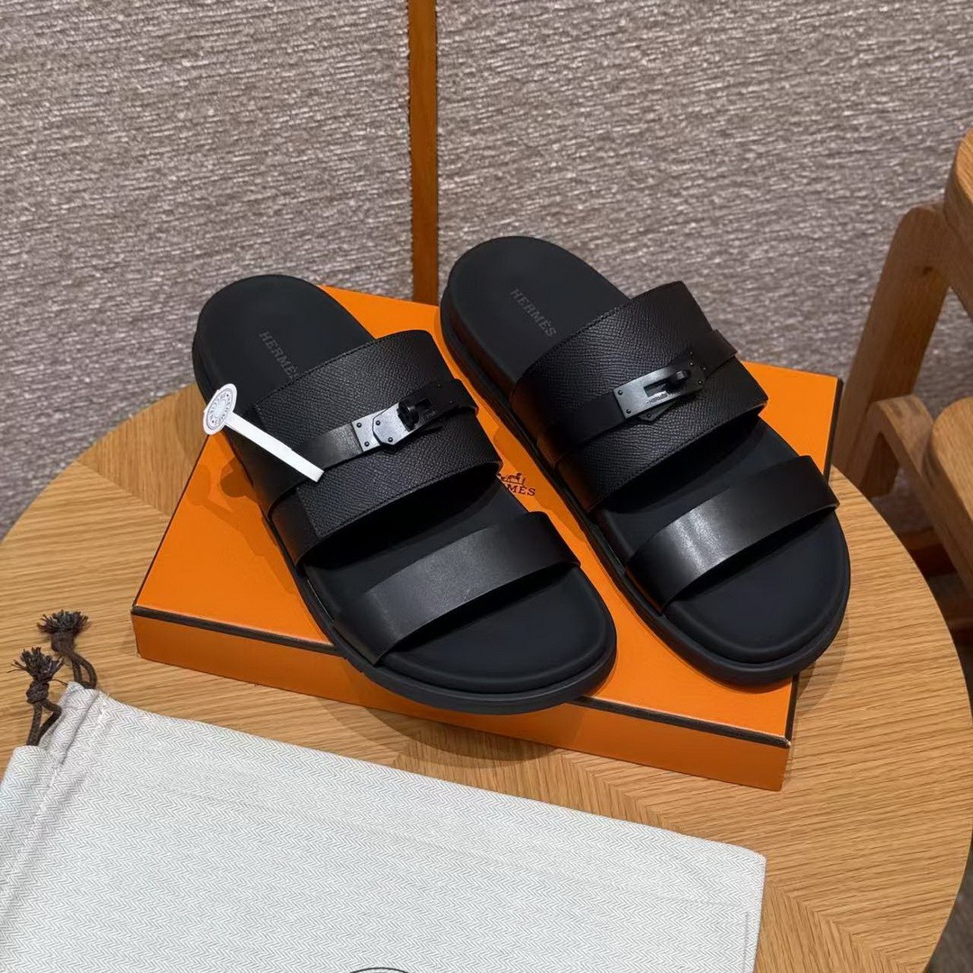 Hermes Jackson Sandal Men Techno-sandal Epsom Calfskin Noir H252942ZH01390 - Image 11
