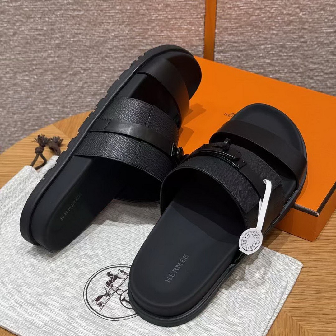 Hermes Jackson Sandal Men Techno-sandal Epsom Calfskin Noir H252942ZH01390 - Image 8