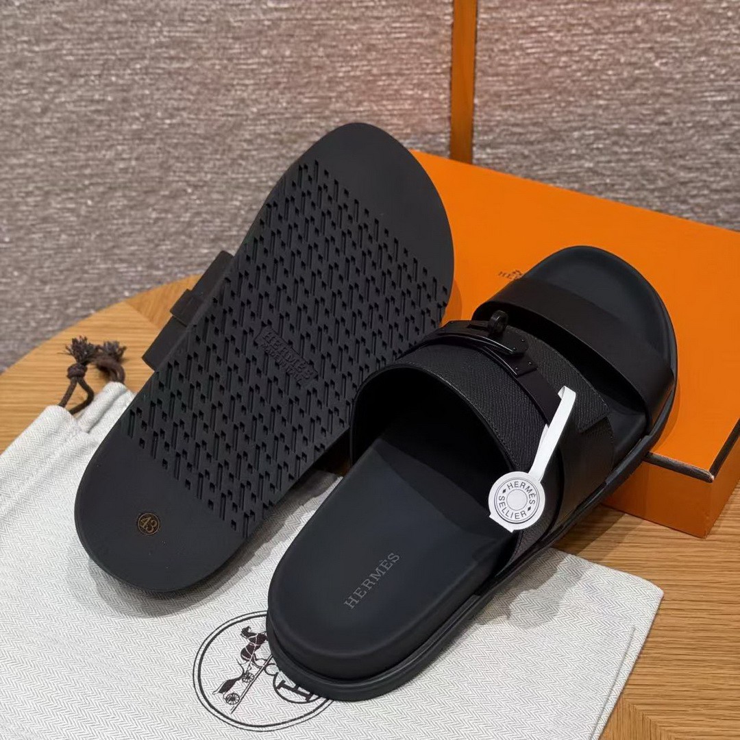 Hermes Jackson Sandal Men Techno-sandal Epsom Calfskin Noir H252942ZH01390 - Image 7