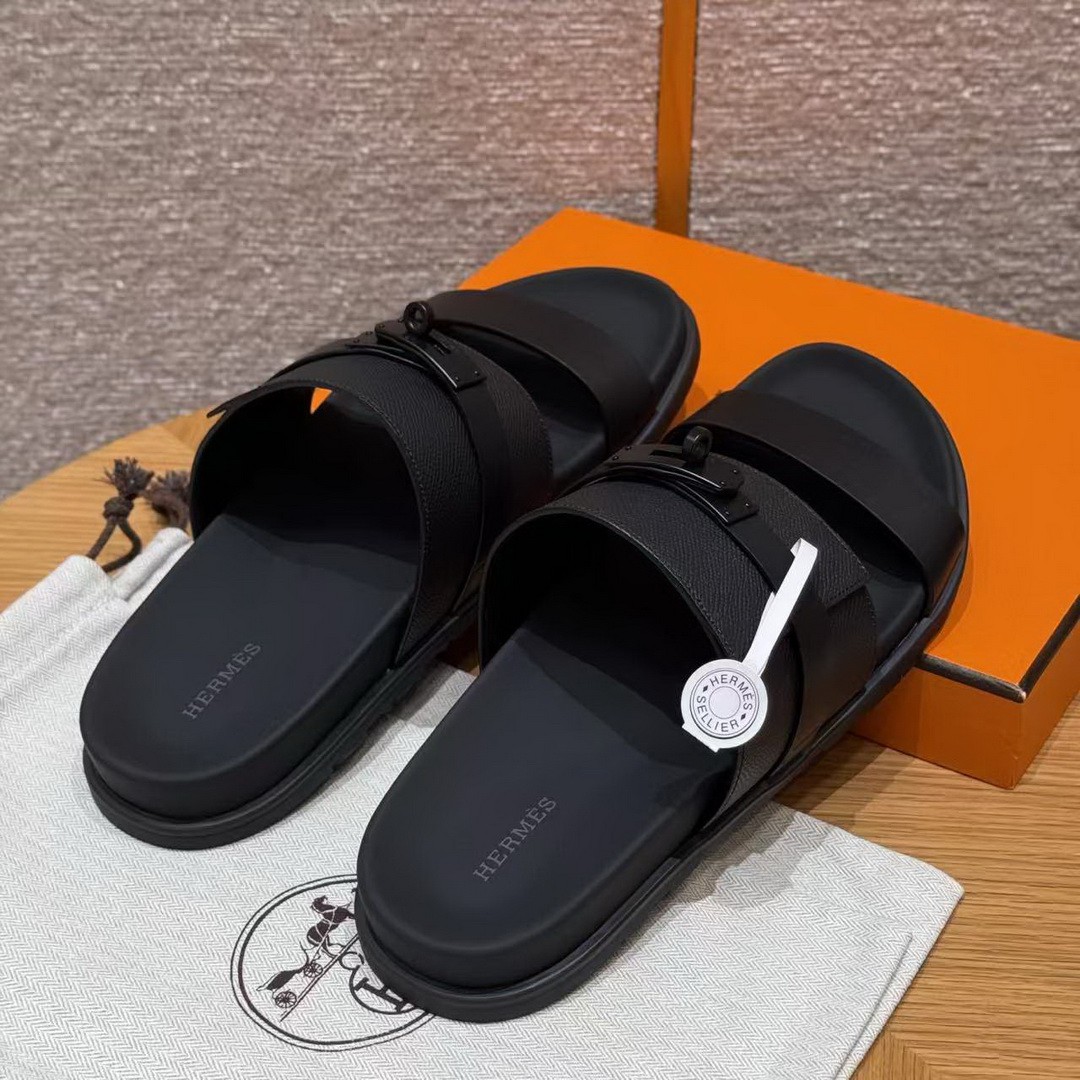 Hermes Jackson Sandal Men Techno-sandal Epsom Calfskin Noir H252942ZH01390 - Image 6