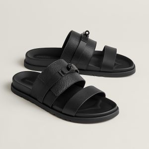Hermes Jackson Sandal Men Techno-sandal Epsom Calfskin Noir H252942ZH01390