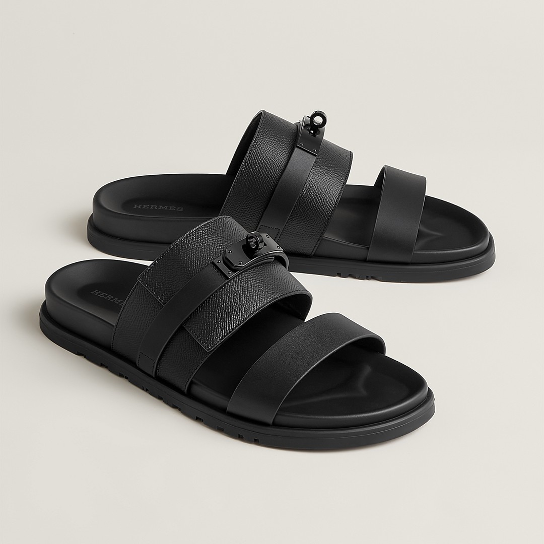 Hermes Jackson Sandal Men Techno-sandal Epsom Calfskin Noir H252942ZH01390