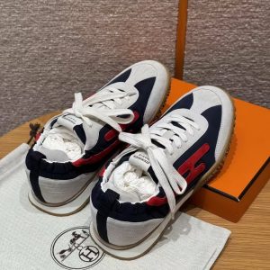 Hermes Jet Sneaker Blanc Marine Rouge Cinétique Blanc H242923ZHI3400 - Image 13