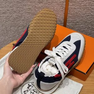 Hermes Jet Sneaker Blanc Marine Rouge Cinétique Blanc H242923ZHI3400 - Image 12