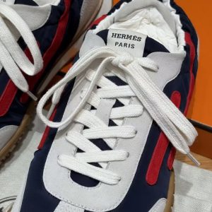 Hermes Jet Sneaker Blanc Marine Rouge Cinétique Blanc H242923ZHI3400 - Image 9