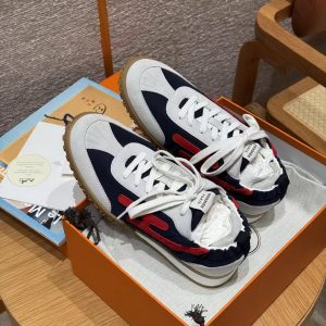 Hermes Jet Sneaker Blanc Marine Rouge Cinétique Blanc H242923ZHI3400 - Image 3