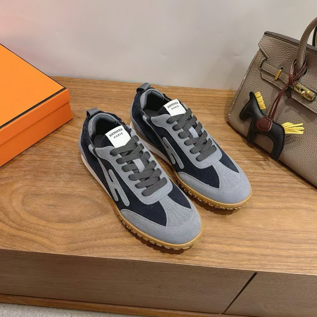 Hermes Jet Sneaker Men Suede Goatskin Marine Gris Orage H242925ZHI2390 - Image 8