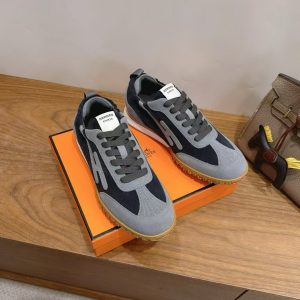 Hermes Jet Sneaker Men Suede Goatskin Marine Gris Orage H242925ZHI2390 - Image 4