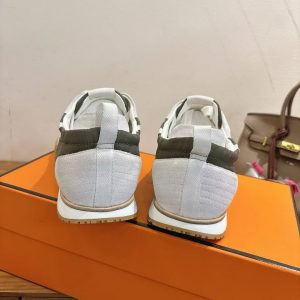 Hermes Jet Sneaker Men Technical Canvas Suede Goatskin Vert Forêt Blanc H242923ZH4N390 - Image 10