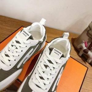 Hermes Jet Sneaker Men Technical Canvas Suede Goatskin Vert Forêt Blanc H242923ZH4N390 - Image 6
