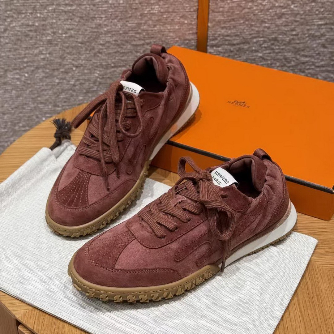 Hermes Jet Sneaker Rose Antique Rouge Sépia H242153Z RA350 - Image 16