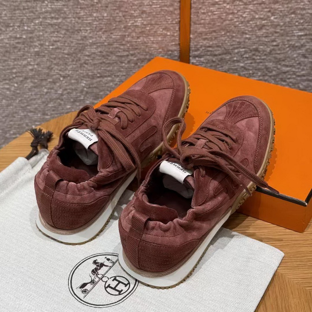 Hermes Jet Sneaker Rose Antique Rouge Sépia H242153Z RA350 - Image 15
