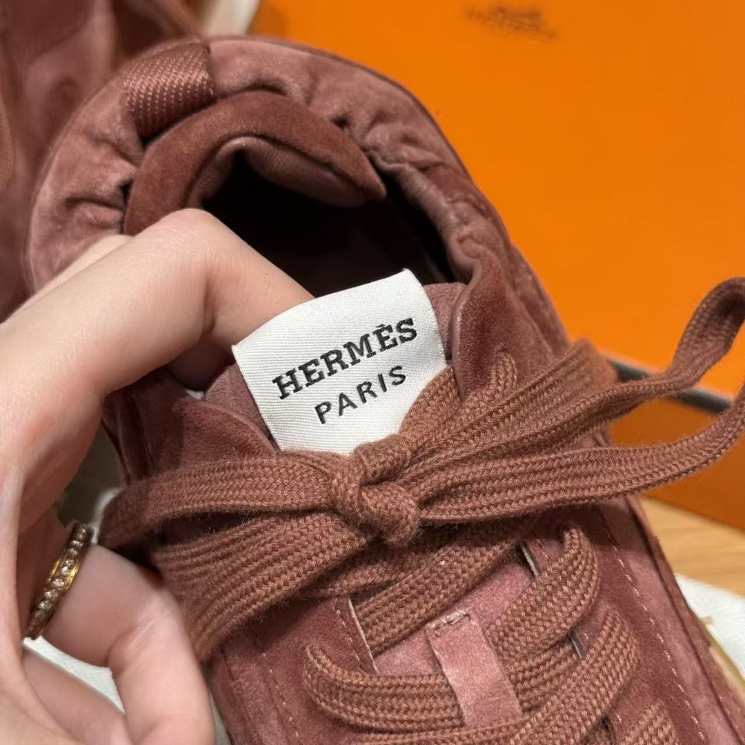 Hermes Jet Sneaker Rose Antique Rouge Sépia H242153Z RA350 - Image 11