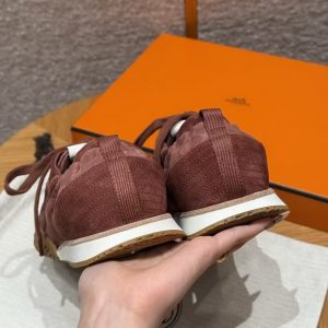 Hermes Jet Sneaker Rose Antique Rouge Sépia H242153Z RA350 - Image 10