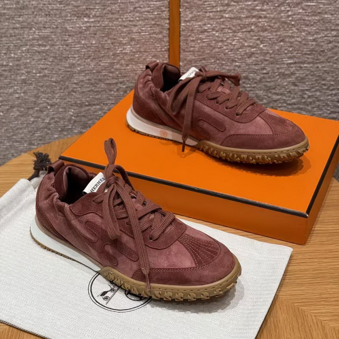 Hermes Jet Sneaker Rose Antique Rouge Sépia H242153Z RA350 - Image 7