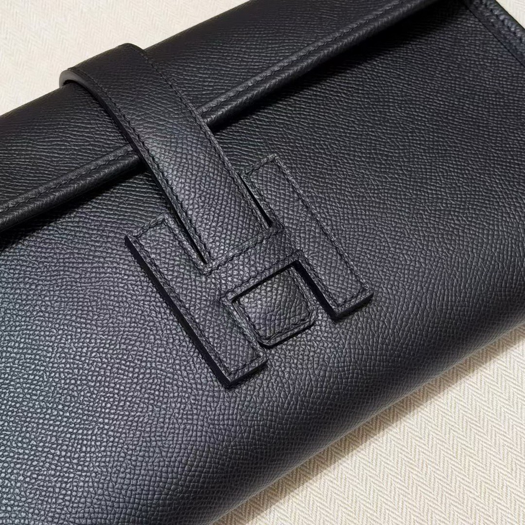 Hermes Jige Elan 29 Clutch Handmade In Epsom Calfskin Leather 89 Noir - Image 11