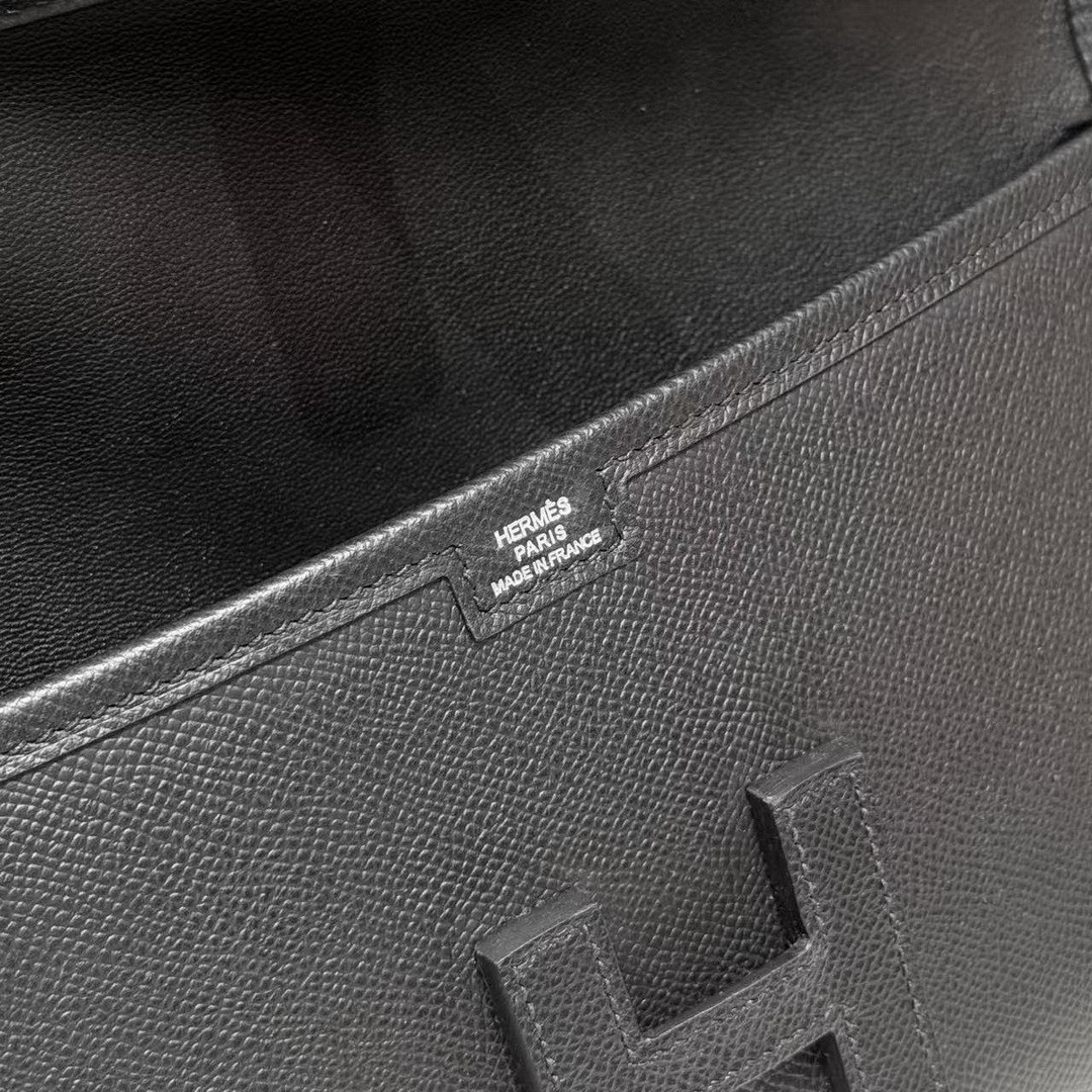 Hermes Jige Elan 29 Clutch Handmade In Epsom Calfskin Leather 89 Noir - Image 9