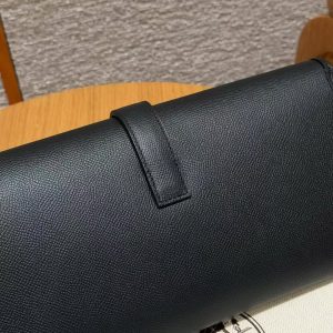 Hermes Jige Elan 29 Clutch Handmade In Epsom Calfskin Leather 89 Noir - Image 7