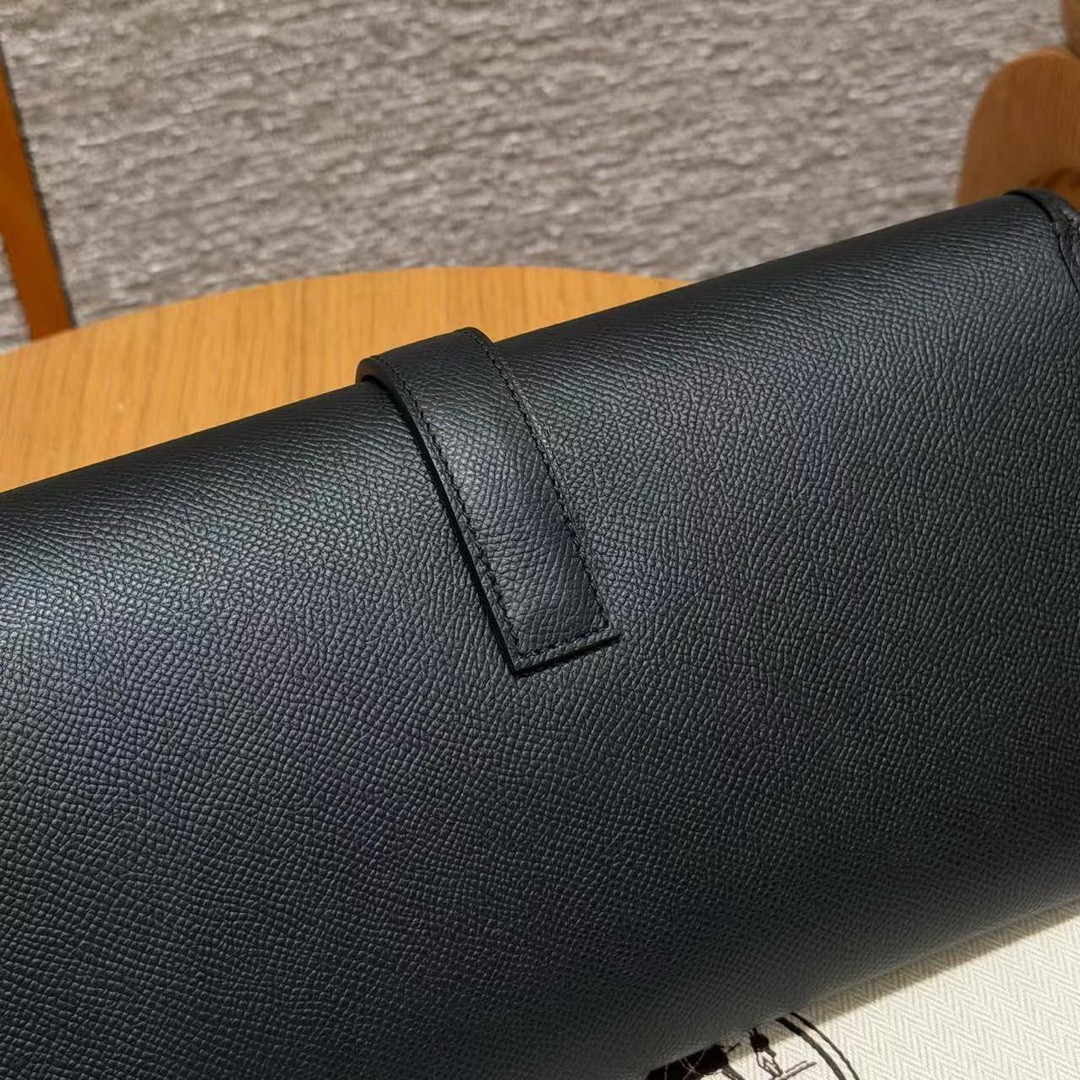 Hermes Jige Elan 29 Clutch Handmade In Epsom Calfskin Leather 89 Noir - Image 7
