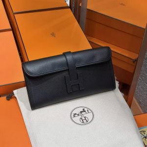 Hermes Jige Elan 29 Clutch Handmade In Epsom Calfskin Leather 89 Noir - Image 4