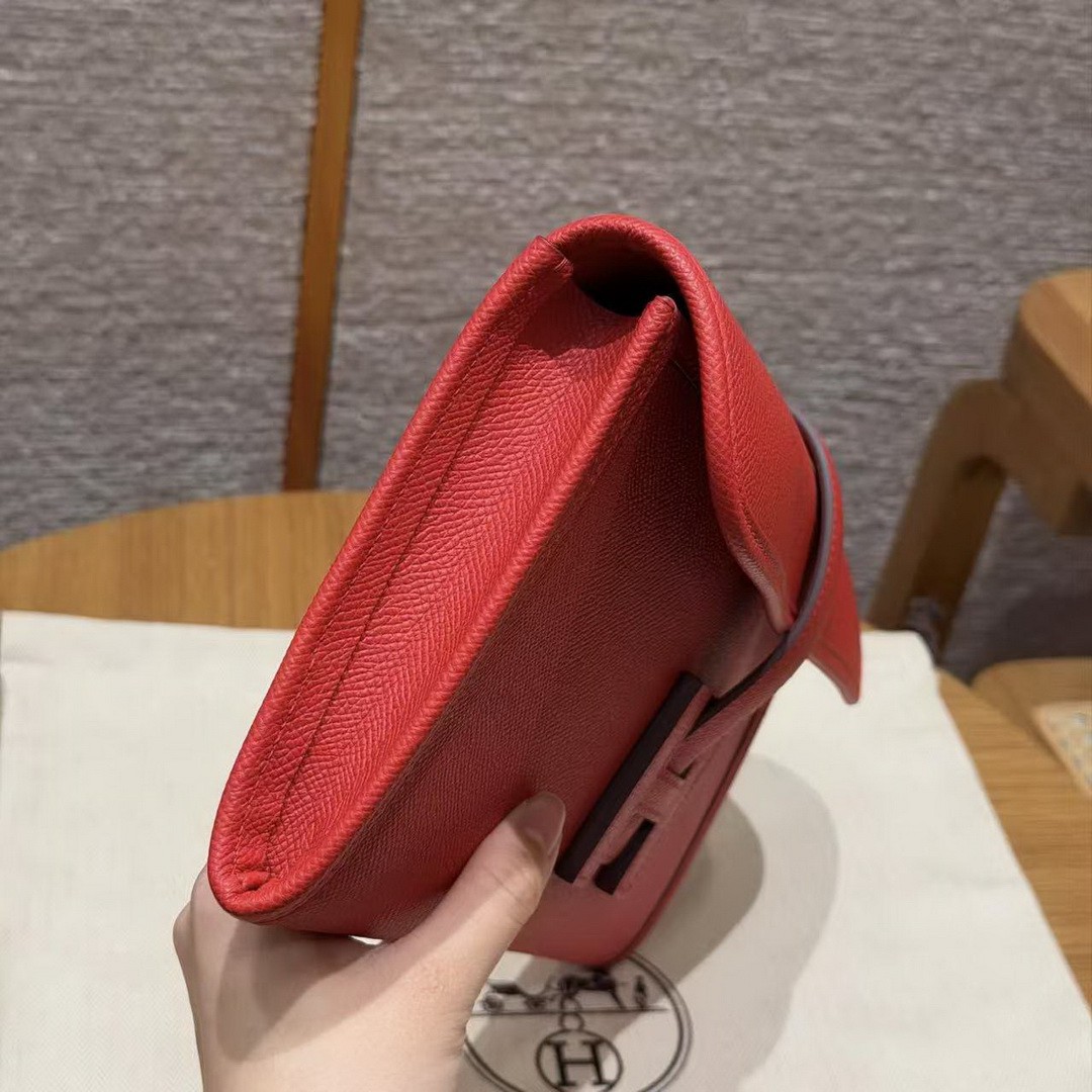 Hermes Jige Elan 29 Clutch Handmade In Epsom Calfskin Leather S3 Rouge Cpeur - Image 17