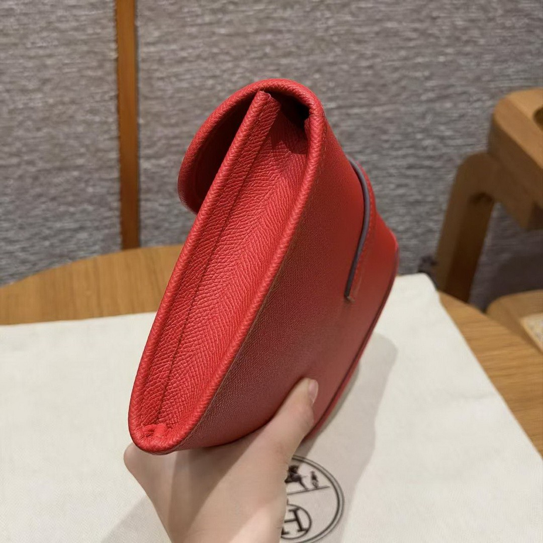 Hermes Jige Elan 29 Clutch Handmade In Epsom Calfskin Leather S3 Rouge Cpeur - Image 16