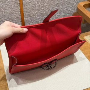 Hermes Jige Elan 29 Clutch Handmade In Epsom Calfskin Leather S3 Rouge Cpeur - Image 14