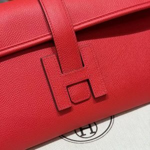 Hermes Jige Elan 29 Clutch Handmade In Epsom Calfskin Leather S3 Rouge Cpeur - Image 12